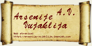 Arsenije Vujaklija vizit kartica